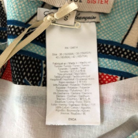 Paul & Joe Sister Guadalupe Drop Waist Geometric Print Short Shift Dress Small - Picture 11 of 13